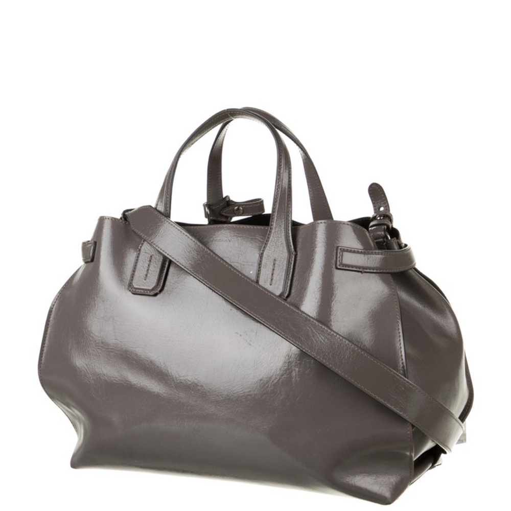 Burberry patent leather bag -authentic -gray